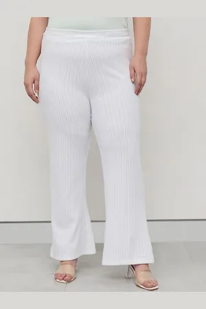 CURVY STREET Women Relaxed Fit Straight Fit High-Rise Bootcut Trousers
