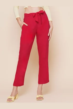 BAESD Relaxed Women Solid Regular Fit High-Rise Trousers