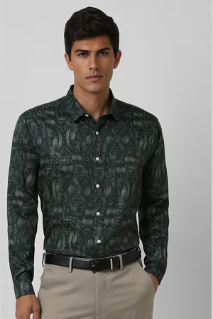 V Dot Men Slim Fit Spread Collar Abstract Printed Cotton Casual Shirt