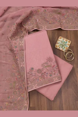 Koskii Ethnic Motifs Embroidered Beads and Stones Unstitched Dress Material
