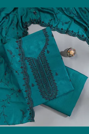 Koskii Ethnic Motifs Embroidered Sequinned Tissue Unstitched Dress Material