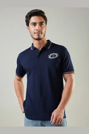 FanCode Men Solid Polo Collar Cotton T-shirt