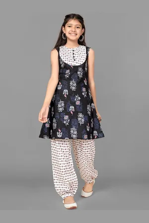 Sangria Girls Printed Cotton Kurta & Trousers Set