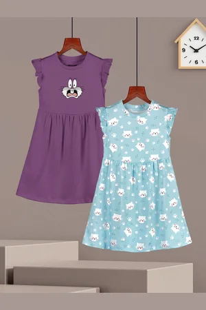 HELLCAT Girls Pack Of 2 Cotton Fit and Flare Dress