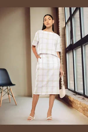 Chemistry Pure Cotton Checked Top and Skirt Co-Ord Set