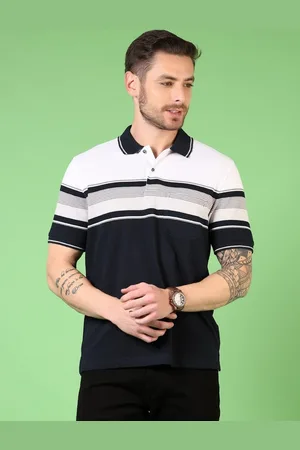 V-Mart Men Striped Polo Collar Cotton T-shirt