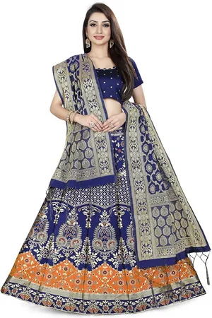 DIVASTRI Woven Design Jacquard Semi-Stitched Lehenga Choli With Banarasi Dupatta