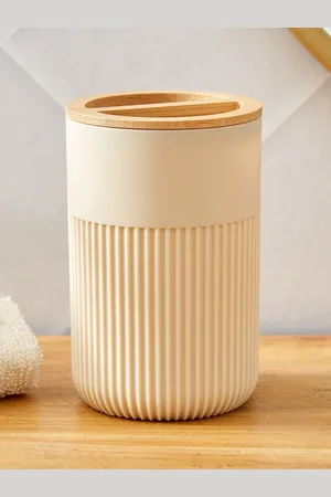 Home Centre Jumbo Beige And Off White Striped Matte Bamboo Divider