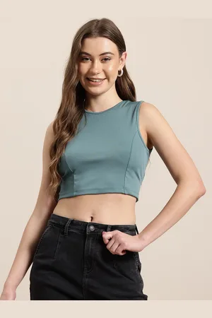 HERE&NOW Princess Paneled Styled Back Tie-Up Crop Top