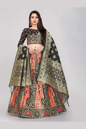 DIVASTRI Woven Design Jacquard Semi-Stitched Lehenga Choli With Banarasi Dupatta