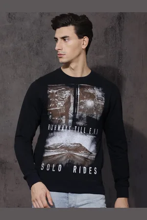 Roadster Men Black Printed Sweatshirt