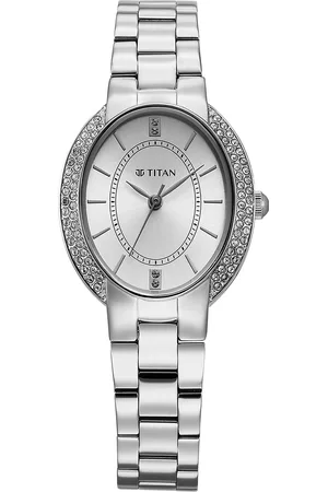 Titan Women Embellished Dial & Stainless Steel Bracelet Style Straps Watch 95304SM01