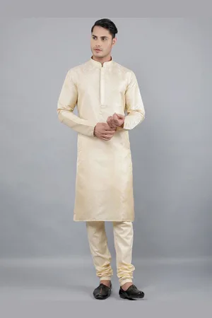 Manish Creations Floral Woven Design Mandarin Collar Jacquard Straight Kurta With Churidar