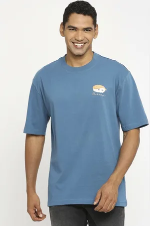 Basics Men Graphic Printed Round Neck Cotton Relaxed Fit T-shirt