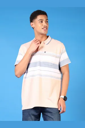 V-Mart Men Striped Polo Collar Cotton T-shirt