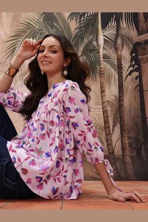 Sangria Floral Print Puff Sleeve Top