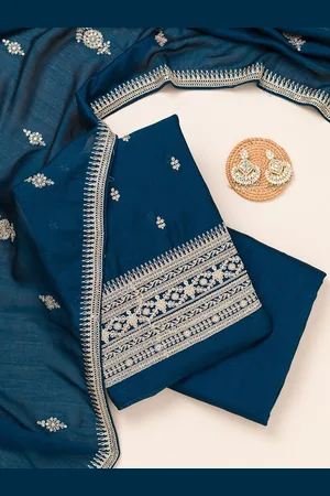 Koskii Ethnic Motifs Embroidered Sequinned Art Silk Unstitched Dress Material