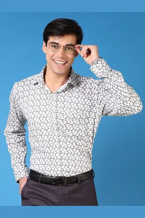 V-Mart Men Slim Fit Spread Collar Floral Printed Cotton Formal Shirt