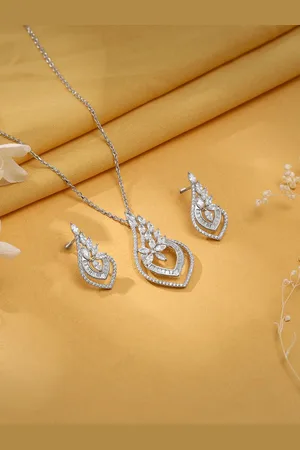 GIVA 925 Sterling Silver Rhodium Plated Cubic Zirconia Studded Wing It Set