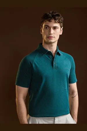 The Bear House Men Regular Fit Solid Polo Collar Cotton T-shirt
