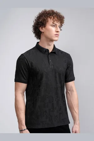 Highlander Men Self Design Regular Fit Polo T Shirt