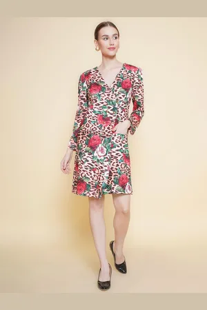 BAESD Women Animal Floral Print Scuba Blazer Dress