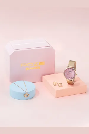 Sonata Women Poze Embellished Dial Analogue Quartz Watch Gift Set SP80109WM01WF