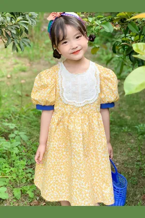 LULU & SKY Girls Floral Printed Fit & Flare Dress