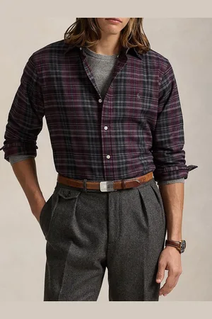 Ralph Lauren Men Spread Collar Tartan Checked Cotton Casual Shirt