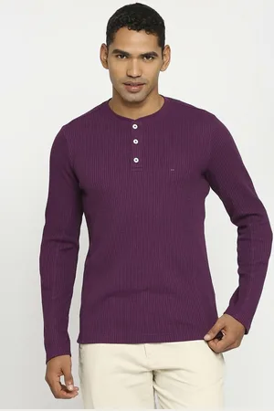 Basics Men Solid Henley Neck Cotton T-shirt