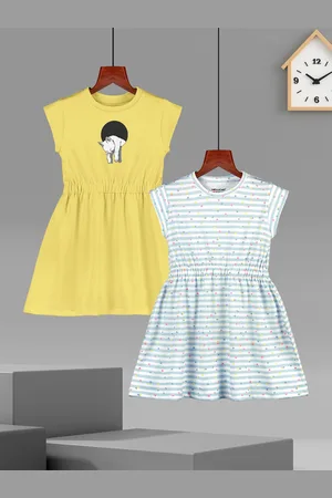 HELLCAT Girls Pack Of 2 Cotton Printed Fit and Flare Dress