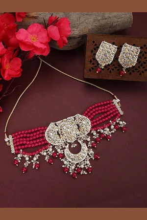 Anouk Gold-Plated Kundan Stone Studded & Beaded Jewellery Set