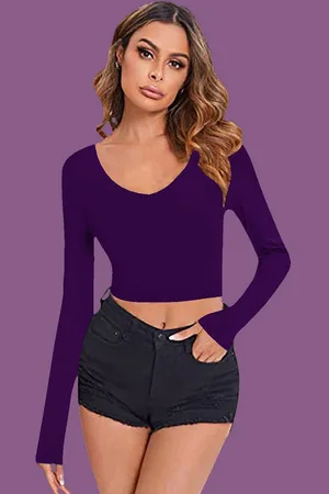 Dream Beauty Fashion Women V-Neck Fitted Crop Top