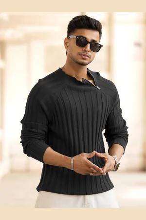 Powerlook Men Striped Round Neck Cotton T-shirt