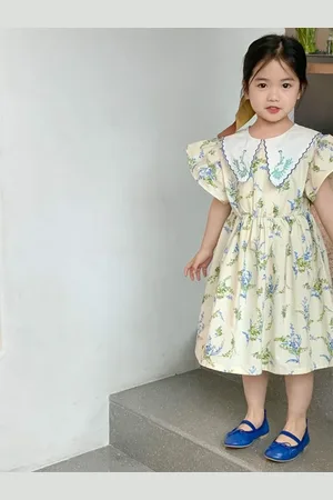 LULU & SKY Girls Floral Printed Fit & Flare Dress