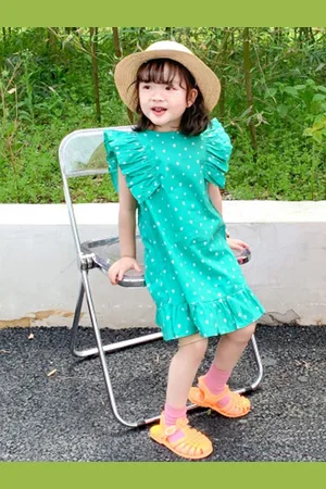 LULU & SKY Girls Polka Dot Printed A-Line Dress