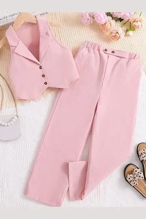 LULU & SKY Girls Shirt Collar Waistcoat Top With Trousers