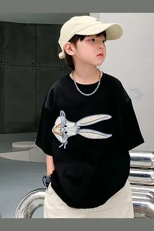 LULU & SKY Boys Looney Tunes Graphic Printed Round Neck Cotton Oversized T-shirt