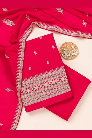 Koskii Ethnic Motifs Embroidered Sequinned Art Silk Unstitched Dress Material
