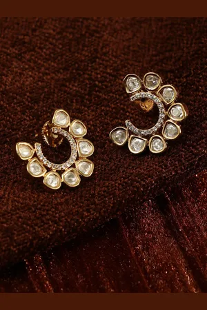Adwitiya Collection Gold Plated Kundan Classic Studs