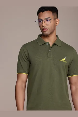 Nautica Brand Logo Embroidered Polo Collar Pure Cotton T-shirt