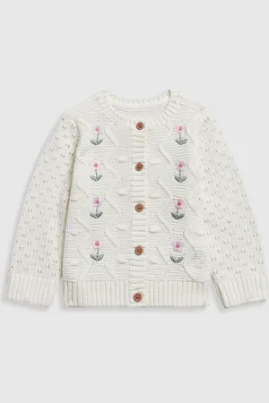 Mothercare Girls Floral Embroidered Cotton Cardigan Sweater