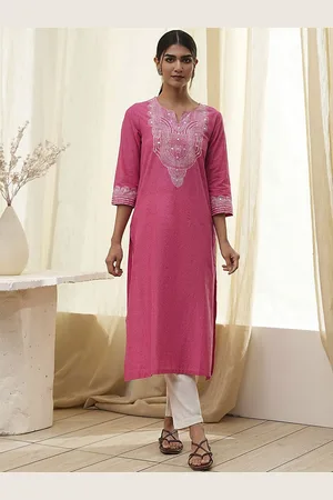 Biba Ethnic Printed Notch Neck Straight Kurta