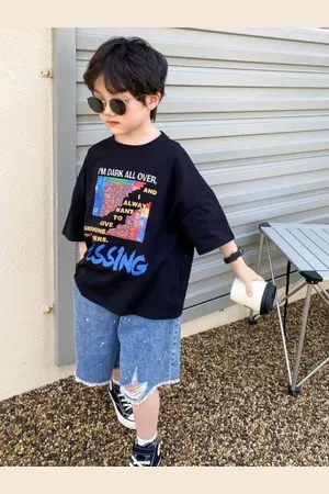 LULU & SKY Boys Graphic Printed Round Neck Cotton Oversized T-shirt