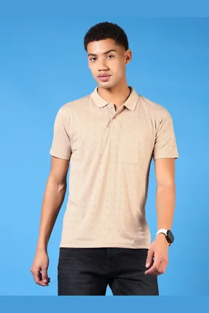 V-Mart Men Geometric Printed Polo Collar Cotton T-shirt