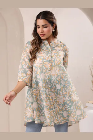 Janasya Mandarin Collar Printed Tunic