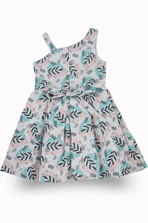 Gini and Jony Girls Tropical Print One Shoulder Fit & Flare Dress