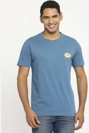 Basics Men Graphic Printed Round Neck Cotton T-shirt