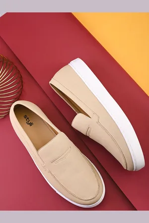 Styli Men Faux Suede Loafers with Buckle Detail Casual Slip On Shoes