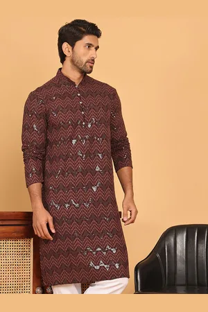 Jompers Chevron Printed Sequinned Straight Kurta